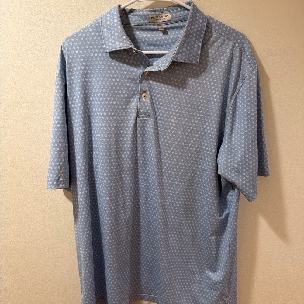 Peter Millar Light Blue Patterned Polo Shirt